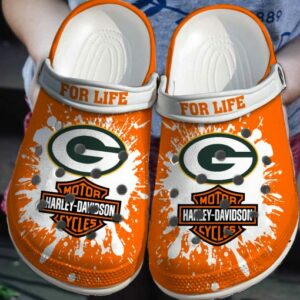 Harley Davidson Green Bay Packers For Life clogs Allover Print
