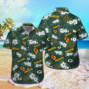 Green Bay Packers Flower and Logo Hawaiian Shirt For Fans