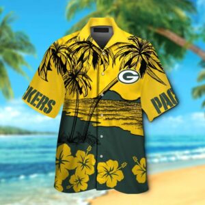 Green Bay Packers Button Up Tropical Aloha Hawaiian Shirts For Men Women