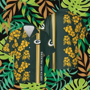 Green Bay Packers Short Sleeve Button Up Aloha Hawaiian Shirts For Men Women