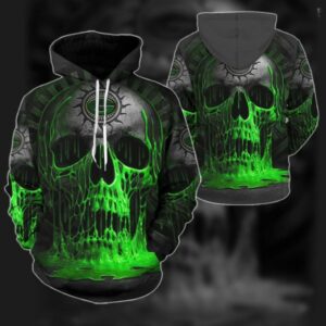 NFL Green Bay Packers Skull Men And Women 3D Hoodie All Over Printed