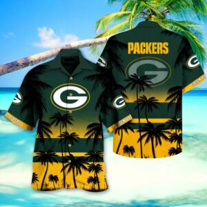 Green Bay Packers Coconut Leaves And Skulls Hawaiian Shirt For Fans