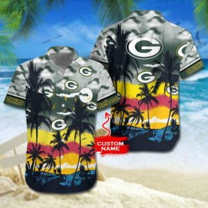 Green Bay Packers Hawaiian Graphic Print Short Sleeve Hawaiian Shirt