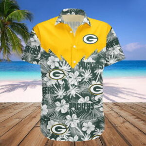 Green Bay Packers Mens Hawaii Shirts Summer Button Down Tee Tops Beach Shirts