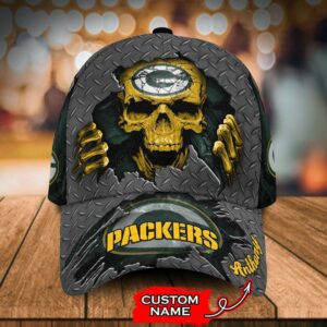 GREEN BAY PACKERS LEATHER PATTERN ALL OVER PRINT 3D CAP