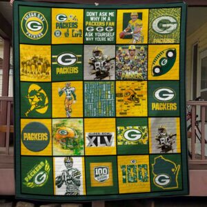 Green Bay Packers Quilt Bedding Set Bedroom Decor Gifts for Family