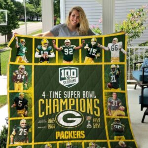 4-time Super Bowl Champions Green Bay Packers Quilt Blanket