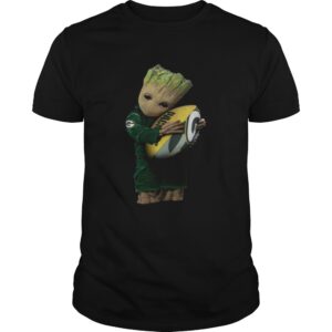 Baby Groot Hug Rugby Ball Green Bay Packers Shirt
