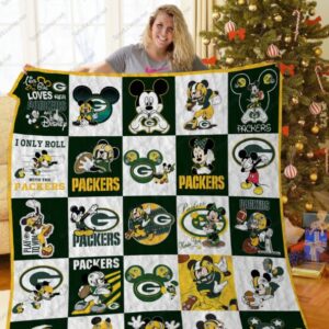 Disney Mickey Mouse Green Bay Packers Quilt Blanket Bedding Set