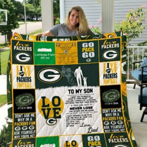 Green Bay Packers Letter To My Son Quilt Blanket Bedding Set