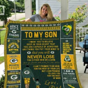 Love From Dad Green Bay Packers To My Son Quilt Blanket Bedding Set
