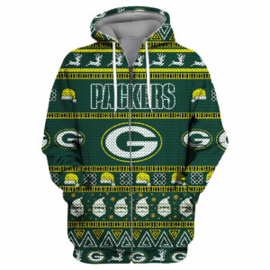 Green Bay Packers Casual Christmas Zipper Hoodie