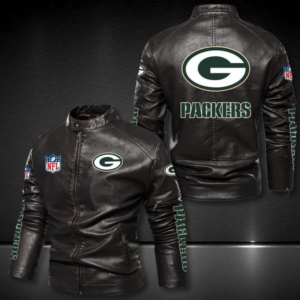 Green Bay Packers biker leather jacket