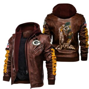 Green Bay Packers Leather Jacket From Father To Son Brown